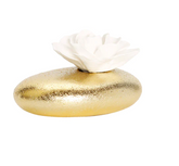 Gold Diffuser White Dimensional Flower, "Lily Of The Valley" Scent